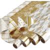 American Greetings Foil Pink Christmas Wrapping Paper Rolls, Metallic Gold and Pink Holiday Gift Wrap (80 sq. ft., 4 Rolls-30 in. x 8 ft., Reversible) Snowflakes, Trees, Joy, Peace(Snowflakes)