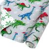 American Greetings Punny Christmas Wrapping Paper Roll, Cute Holiday Gift Wrap (60 sq. ft., 1 Reversible Roll) Smiley Christmas Trees, “Have a Tree-mendous Day”(Dinosaurs and Snowflakes)