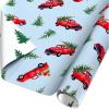 American Greetings Reversible Christmas Wrapping Paper Roll with Little Red Truck Hauling a Christmas Tree, Light Blue and White Holiday Gift Wrap (60 sq. ft., 1 Standard Roll Wrap-30 in. x 24 ft.)(Little Red Truck)