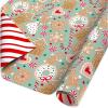 American Greetings Reversible Christmas Wrapping Paper Roll with Little Red Truck Hauling a Christmas Tree, Light Blue and White Holiday Gift Wrap (60 sq. ft., 1 Standard Roll Wrap-30 in. x 24 ft.)(SR30 60SQ PR FSC XM GNGERBREAD)