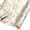 American Greetings Reversible Modern Black Christmas Wrapping Paper Roll, White, Silver, and Black Holiday Gift Wrap (60 sq. ft., 1 Standard Roll Wrap-30 in. x 24 ft.) Fa La La and Trees(Shiny Gold and White)