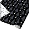American Greetings Reversible Modern Black Christmas Wrapping Paper Roll, White, Silver, and Black Holiday Gift Wrap (60 sq. ft., 1 Standard Roll Wrap-30 in. x 24 ft.) Fa La La and Trees(Modern Black and Silver)