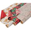 American Greetings Vintage Christmas Reversible Wrapping Paper Rolls, Traditional Holiday Gift Wrap (120 sq. ft., 3 Wide Rolls-40 in. x 12 ft.) Gingerbread Cookies, Glass Ornaments, Peppermints(Gingerbread  Ornaments and Peppermints)
