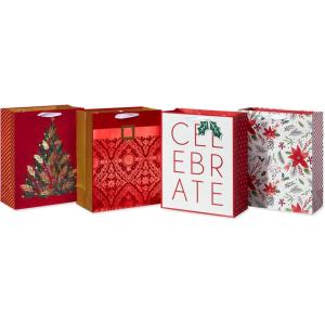 American Greetings Christmas Gift Bags with Handles, Little Red Truck (4 Bags, 2 Medium 10″, 2 Large 12.75″)(LG XM BAG BUNDLE TRADRDGRN 4CT)