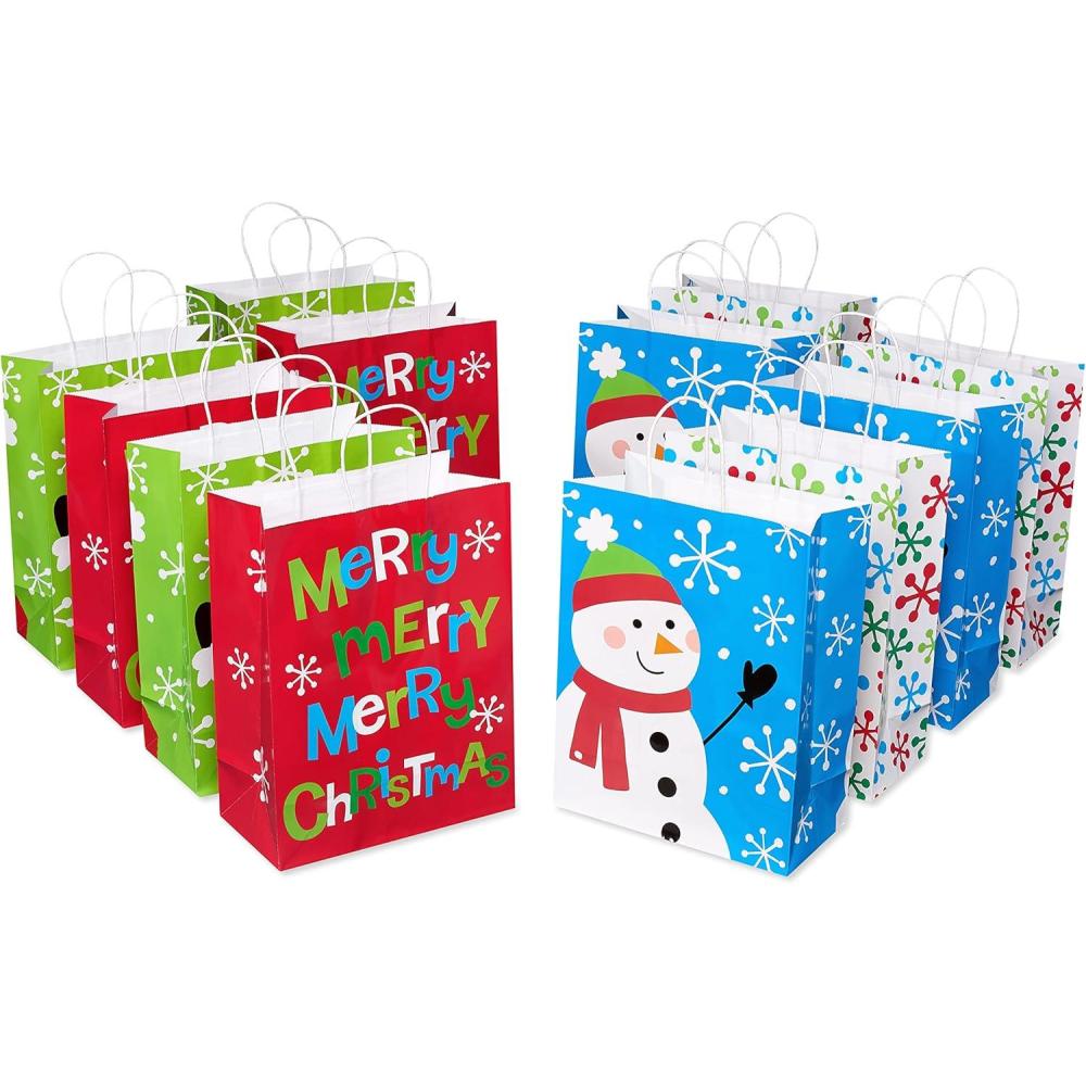 imageAmerican Greetings 13 Large Christmas Gift Bags Santa Snowman Snowflakes and Merry Christmas 12 BagsSanta  Snowman  Snowflakes and Merry Christmas