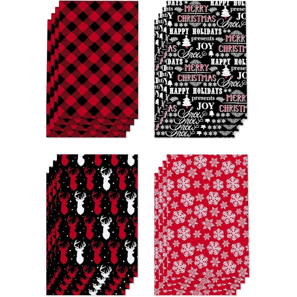 imageAmerican Greetings Christmas Wrapping Paper Sheets Elves Stripes and Christmas Lettering 12 Sheets 30 in x 20 in4FW 16SHT P XM RED AND BLACK