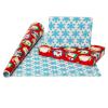 American Greetings Reversible Kids Christmas Wrapping Paper Rolls, Red, Blue, Green Holiday Gift Wrap (120 sq. ft., 3 Wide Rolls-40 in. x 12 ft.) Penguins, Snowmen, Merry Christmas, Ho Ho Ho(Santa  Snowflakes and Snowmen)