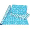 American Greetings Reversible Kids Christmas Wrapping Paper Rolls, Red, Blue, Green Holiday Gift Wrap (120 sq. ft., 3 Wide Rolls-40 in. x 12 ft.) Penguins, Snowmen, Merry Christmas, Ho Ho Ho(Blue Snowmen and Red Penguins)