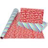 American Greetings Reversible Kids Christmas Wrapping Paper Rolls, Red, Blue, Green Holiday Gift Wrap (120 sq. ft., 3 Wide Rolls-40 in. x 12 ft.) Penguins, Snowmen, Merry Christmas, Ho Ho Ho(Blue Snowmen and Red Penguins)