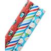 American Greetings Reversible Kids Christmas Wrapping Paper Rolls, Red, Blue, Green Holiday Gift Wrap (120 sq. ft., 3 Wide Rolls-40 in. x 12 ft.) Penguins, Snowmen, Merry Christmas, Ho Ho Ho(Blue Snowmen and Red Penguins)