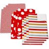 American Greetings Christmas Wrapping Paper Sheets, Elves, Stripes and Christmas Lettering (12 Sheets, 30 in. x 20 in.)(Red and White Patterns)