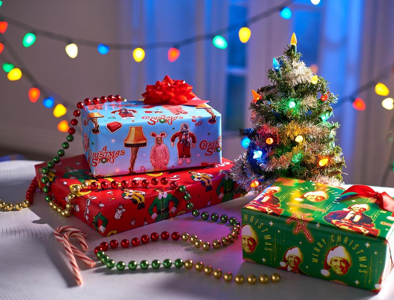 imageAmerican Greetings Christmas Wrapping Paper Rolls Classic Holiday Movie Themed Gift Wrap 105 sq ft 3 Rolls30 in x 14 ft Buddy the Elf Clark Griswold Ralphie and Leg Lamp