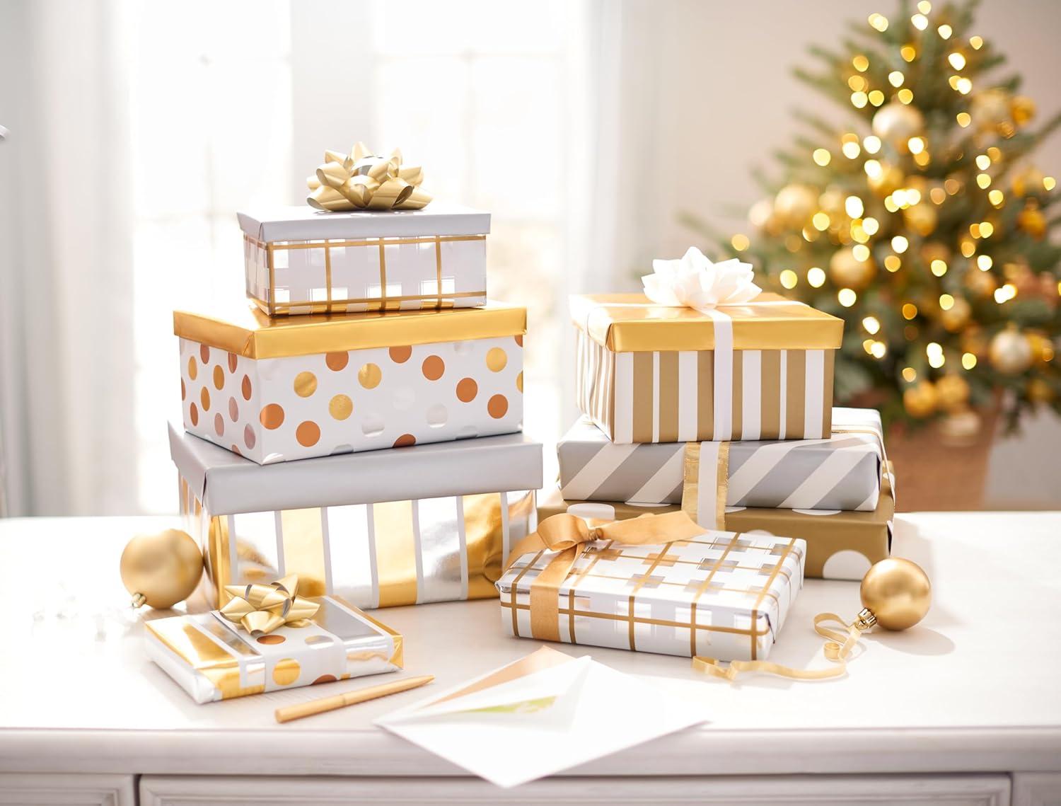 imageAmerican Greetings Jumbo Kids Christmas Reversible Wrapping Paper Roll Red and Blue Holiday Gift Wrap 175 sq ft 1 Extra Large Roll30 in x 70 ft Penguins Polar Bears Santa SnowflakesGold and Silver