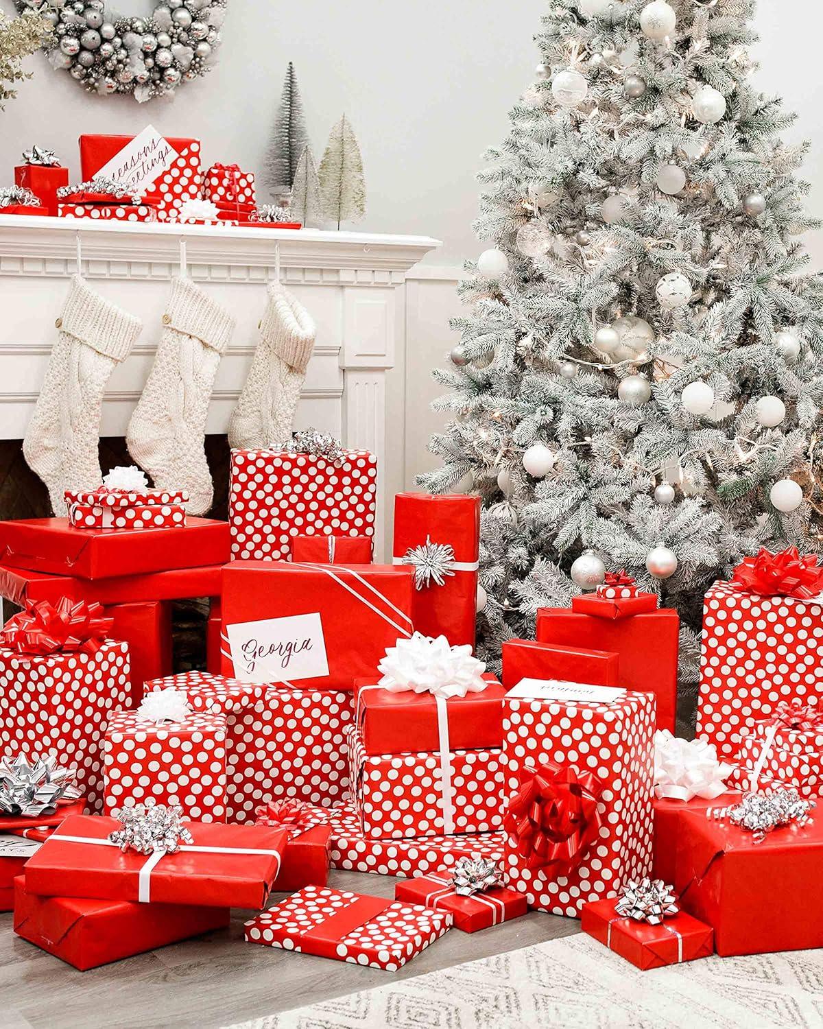 imageAmerican Greetings Jumbo Kids Christmas Reversible Wrapping Paper Roll Red and Blue Holiday Gift Wrap 175 sq ft 1 Extra Large Roll30 in x 70 ft Penguins Polar Bears Santa SnowflakesRed and Gold