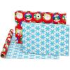 American Greetings Jumbo Kids Christmas Reversible Wrapping Paper Roll, Red and Blue Holiday Gift Wrap (175 sq. ft., 1 Extra Large Roll-30 in. x 70 ft.) Penguins, Polar Bears, Santa, Snowflakes(Santa and Snowflakes)