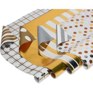 American Greetings Jumbo Kids Christmas Reversible Wrapping Paper Roll, Red and Blue Holiday Gift Wrap (175 sq. ft., 1 Extra Large Roll-30 in. x 70 ft.) Penguins, Polar Bears, Santa, Snowflakes(Gold and Silver)