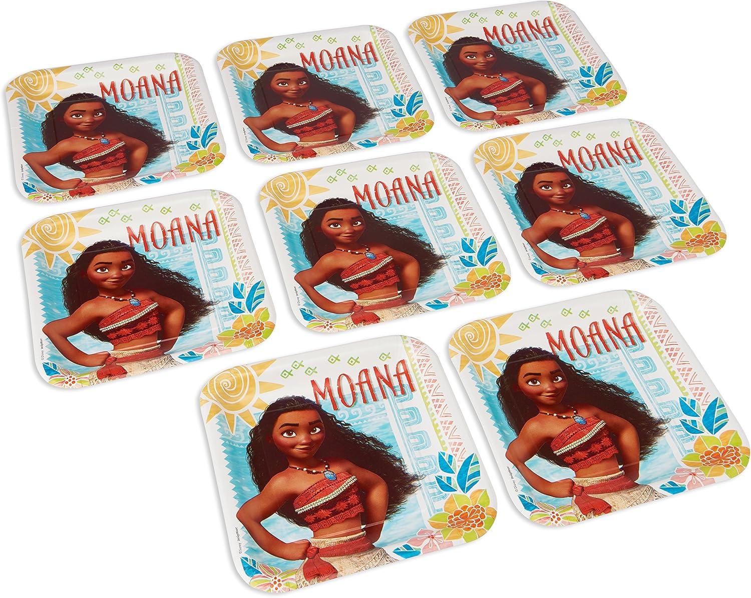 image:imageDisney Moana Square Plates 9quot Pack of 8 Vibrant Multicolor Paper Design Perfect for Kids Birthdays ampamp Themed PartiesPack of 8
