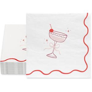 American Greetings Pink Galentines or Valentines Day Disposable Cocktail Napkins (50-Count), Fancy Cocktail Glass(GALENTINES Fancy Cocktail Glass)