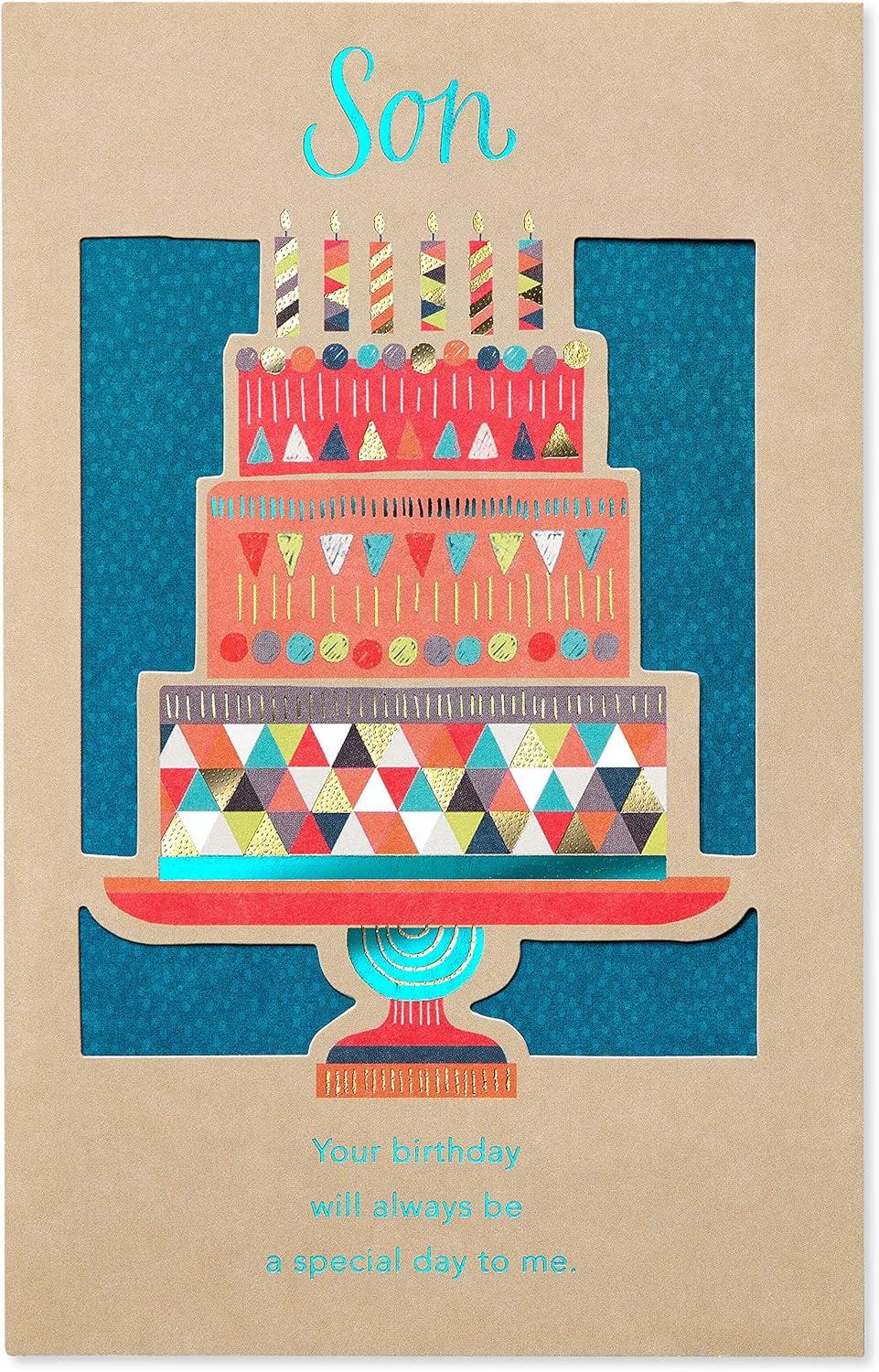 image:imageAmerican Greetings Birthday Card for Son Dear SonGeometric Bday Cake