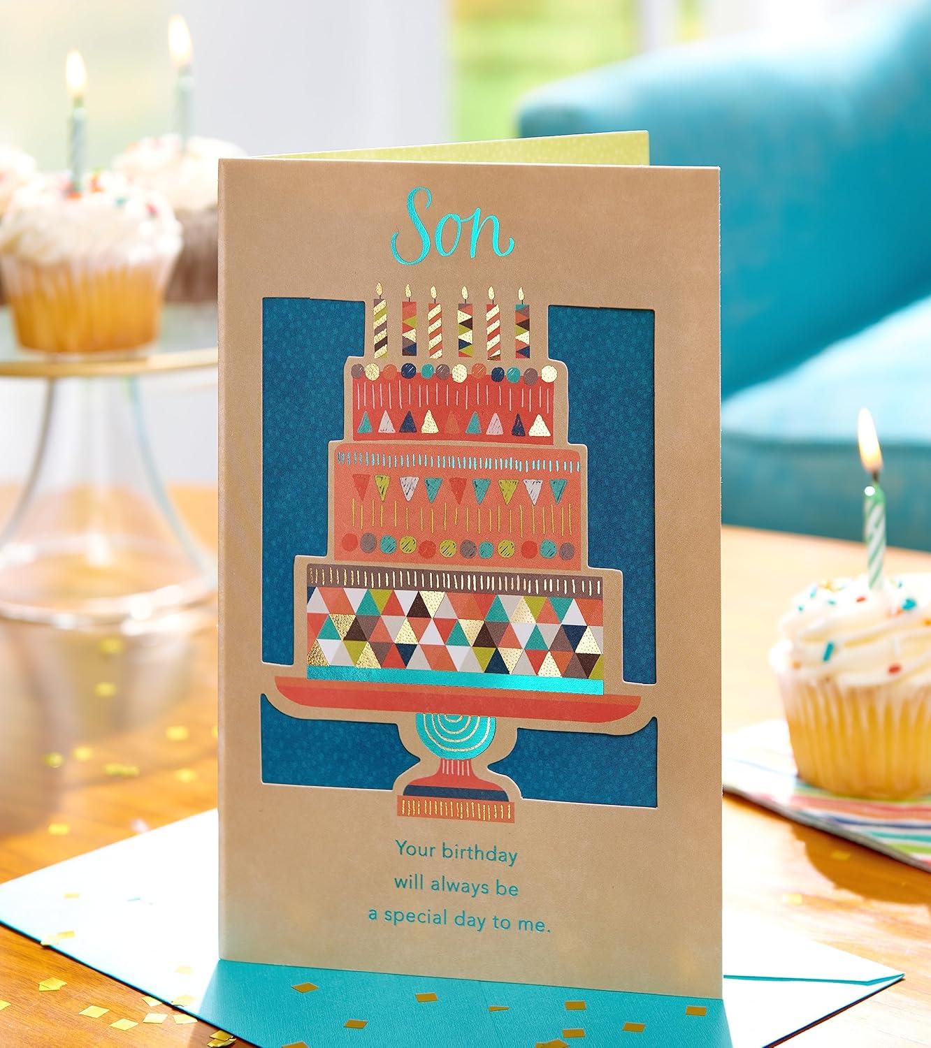 image:imageAmerican Greetings Birthday Card for Son Dear SonGeometric Bday Cake
