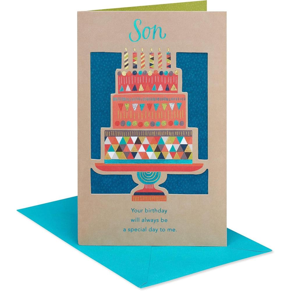 image:imageAmerican Greetings Birthday Card for Son Dear SonGeometric Bday Cake