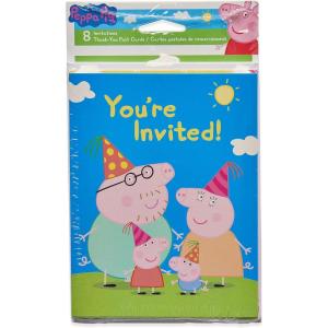 American Greetings Mini Peppa Pig Toys Assortment, Gift Basket Stuffers or Party Favors (48-Count)(Invitation and Thank You Card Bundle)