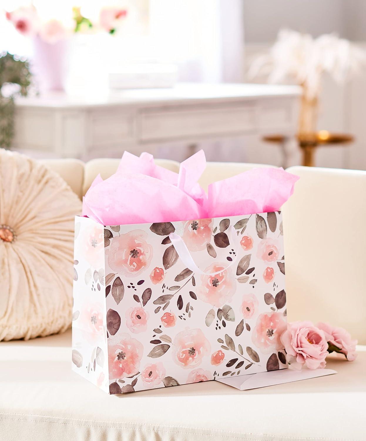 image:imageAmerican Greetings 10 Medium Gift Bag With Tissue Paper Floral For Weddings Bridal Showers Birthdays And All Occasions 1 Bag 6SheetsFloral