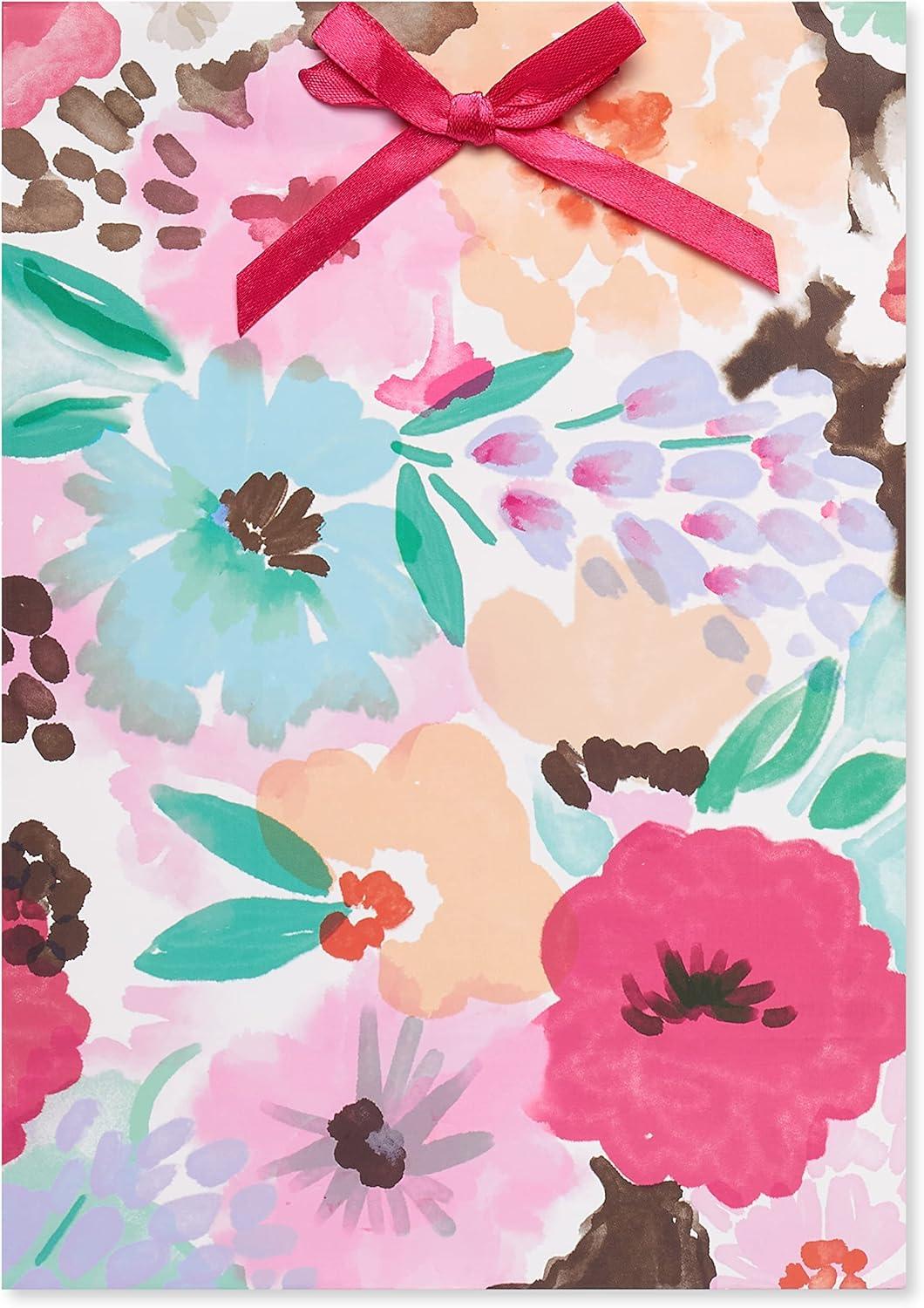 image:imageAmerican Greetings 10 Medium Gift Bag With Tissue Paper Floral For Weddings Bridal Showers Birthdays And All Occasions 1 Bag 6SheetsPainted Floral