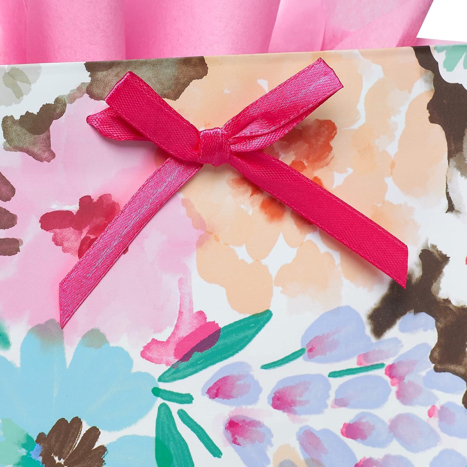 image:imageAmerican Greetings 10 Medium Gift Bag With Tissue Paper Floral For Weddings Bridal Showers Birthdays And All Occasions 1 Bag 6SheetsPainted Floral