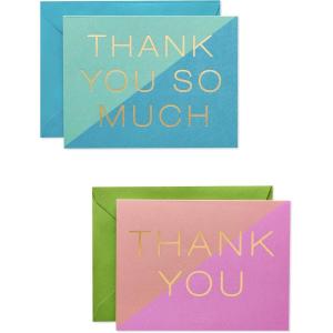American Greetings Thank You Cards with Envelopes, Color Block (50-Count)