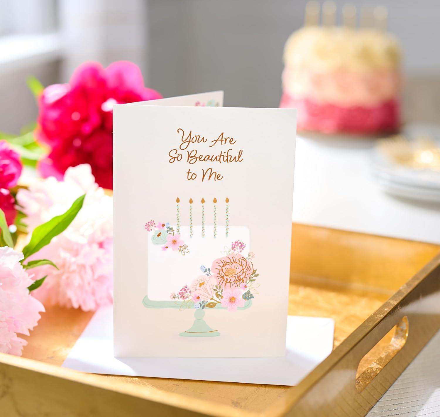 image:imageAmerican Greetings Romantic Birthday Card Right Place Right TimeFloral White Cake Mint Stand