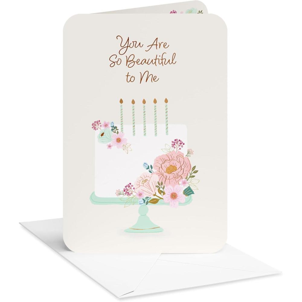 image:imageAmerican Greetings Romantic Birthday Card Right Place Right TimeFloral White Cake Mint Stand