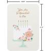 American Greetings Romantic Birthday Card (Right Place, Right Time)(Floral White Cake Mint Stand)