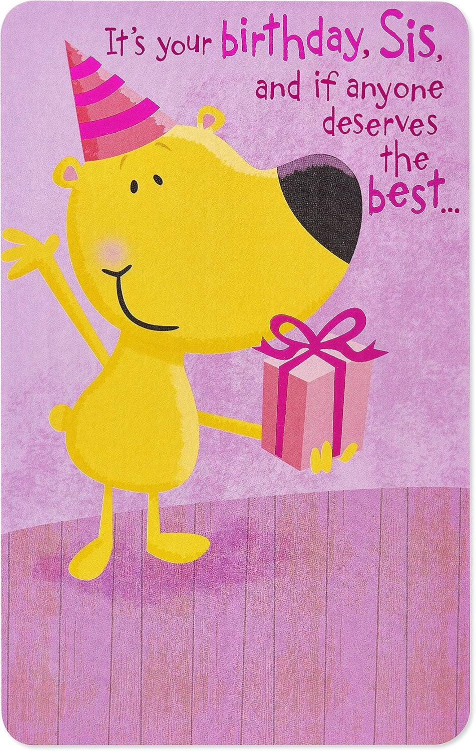 image:imageAmerican Greetings Birthday Card for Sister Were SistersBear with Gift