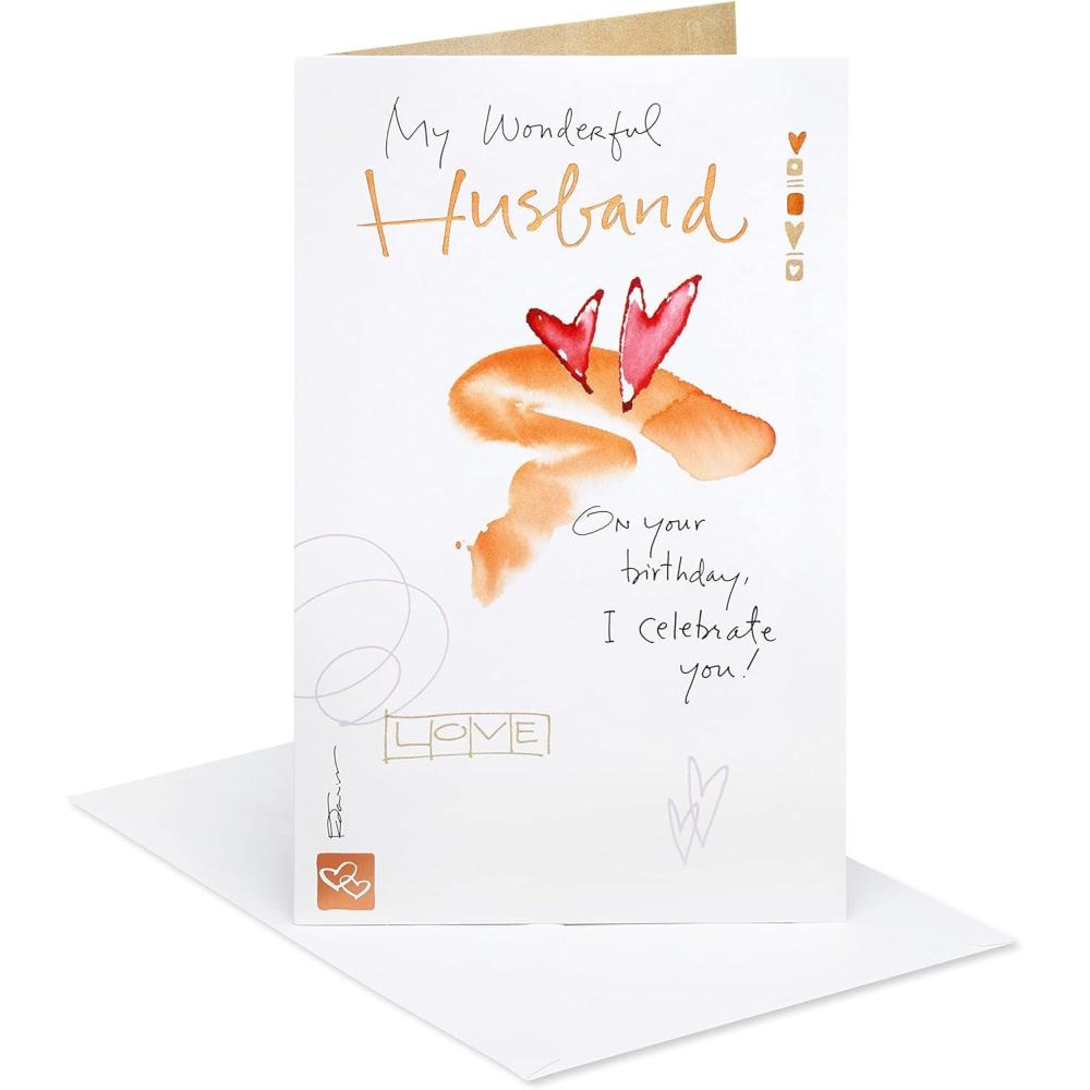 image:imageAmerican Greetings Birthday Card for Husband Early DaysHearts and Brush Strokes