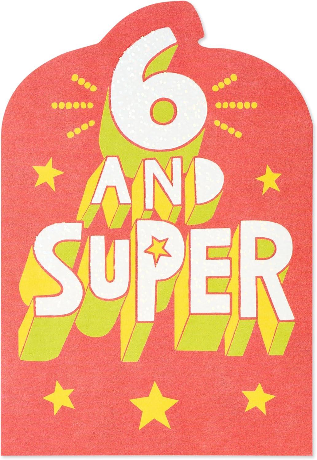 image:imageAmerican Greetings Vibrant 6th Birthday Card for Kids Happy Birthday Card for 6YearOld Boys or Girls Six is CoolSuper Six