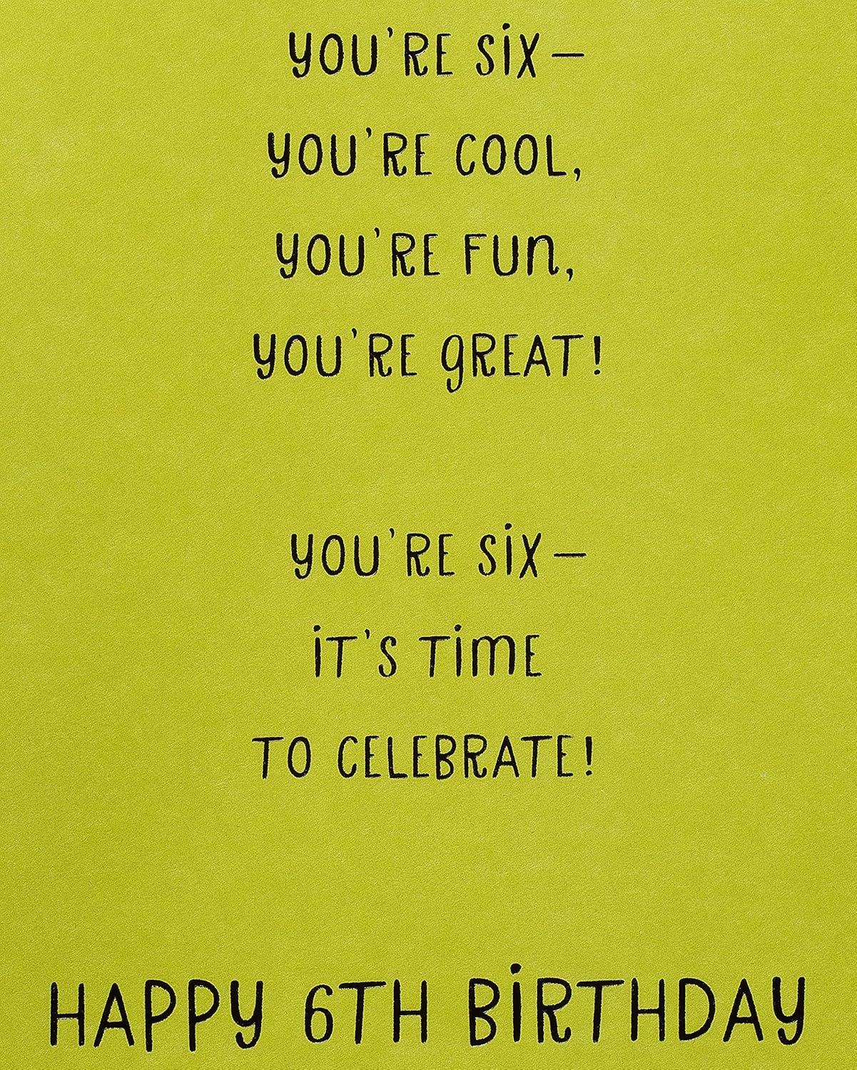 image:imageAmerican Greetings Vibrant 6th Birthday Card for Kids Happy Birthday Card for 6YearOld Boys or Girls Six is CoolTime to Celebrate