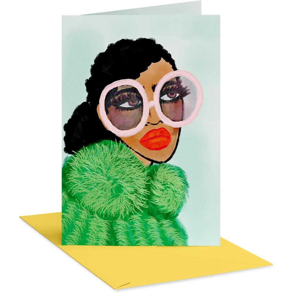 image:imageAmerican Greetings Feminine Best Friend Birthday Card Designed by Bouffants and Broken Hearts Loyalty is FierceWoman in Green Coat