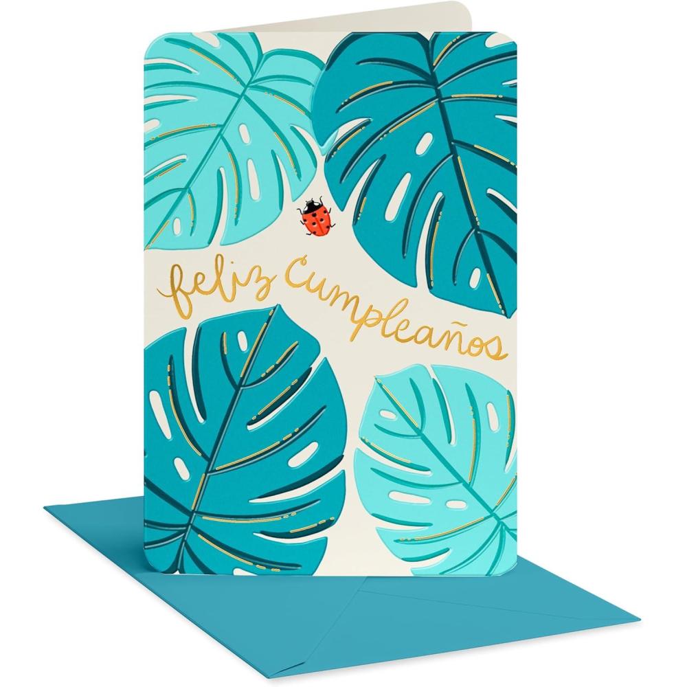 image:imageAmerican Greetings Spanish Birthday Card for Kids Feliz CumpleaosBig Leaves and Ladybug