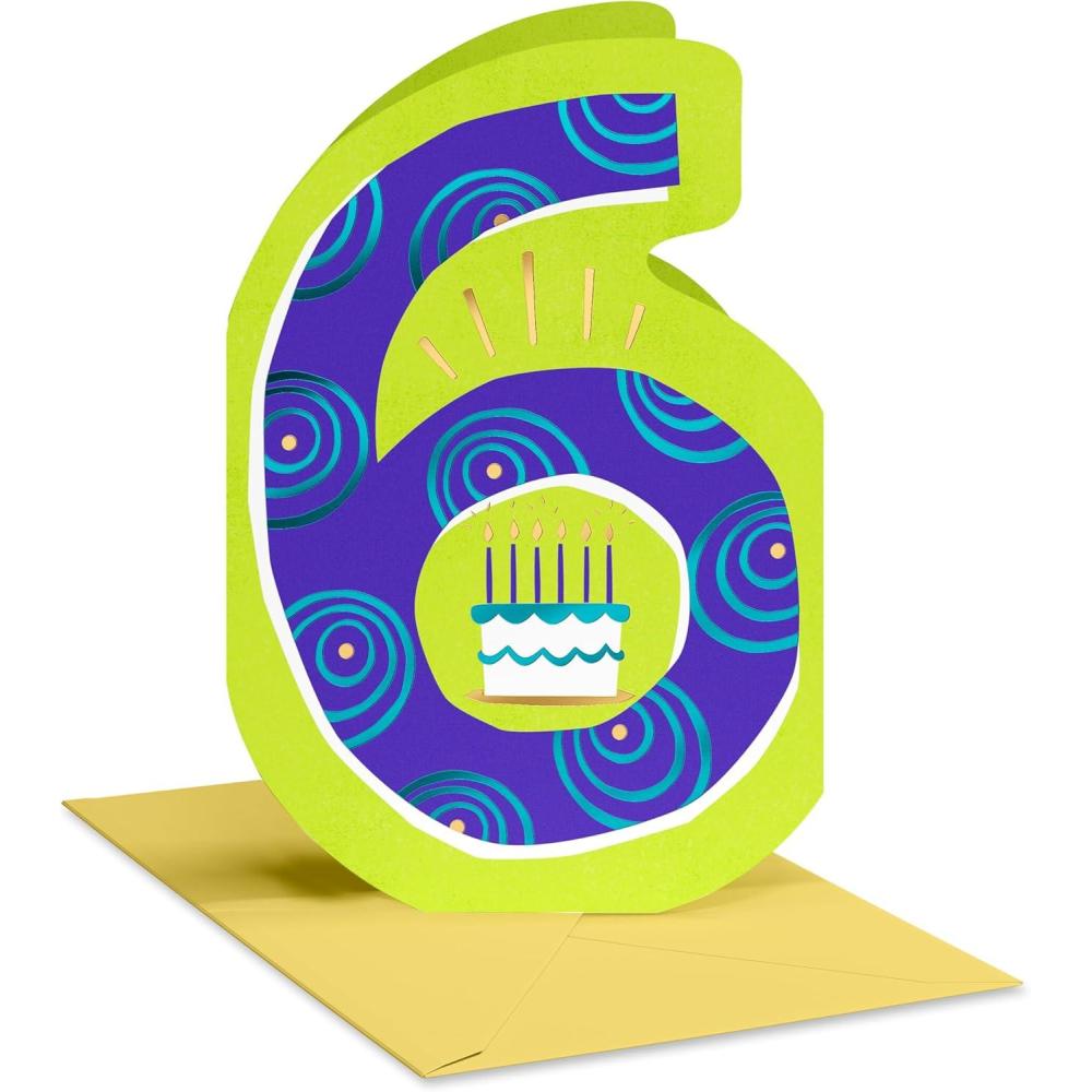image:imageAmerican Greetings Vibrant 6th Birthday Card for Kids Happy Birthday Card for 6YearOld Boys or Girls Six is CoolBig 6 with Cake