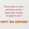 American Greetings Dinosaur 2nd Birthday Card for Toddler Kids, Happy Birthday Card for 2-Year-Old Boys or Girls (Twice as Nice)(Two Dinos with 2)