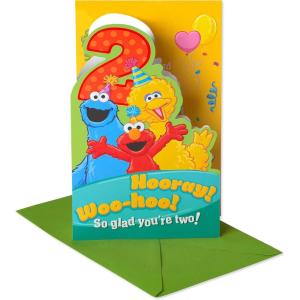 American Greetings Dinosaur 2nd Birthday Card for Toddler Kids, Happy Birthday Card for 2-Year-Old Boys or Girls (Twice as Nice)(Sesame Street)