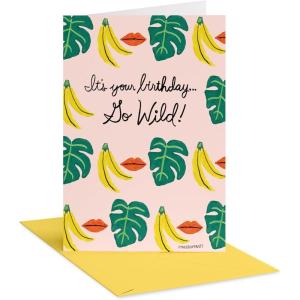American Greetings Feminine Best Friend Birthday Card Designed by Bouffants and Broken Hearts (Loyalty is Fierce)(Banana Lip Leaf Pattern)