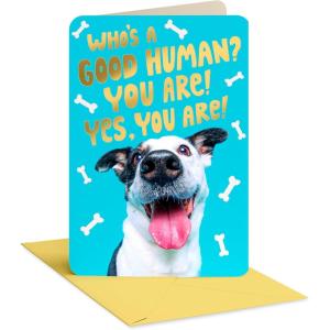 American Greetings Silly Dog Birthday Card for Mom or Dad from Puppy, Pet (Birthday Treat)(Good Human From Dog)