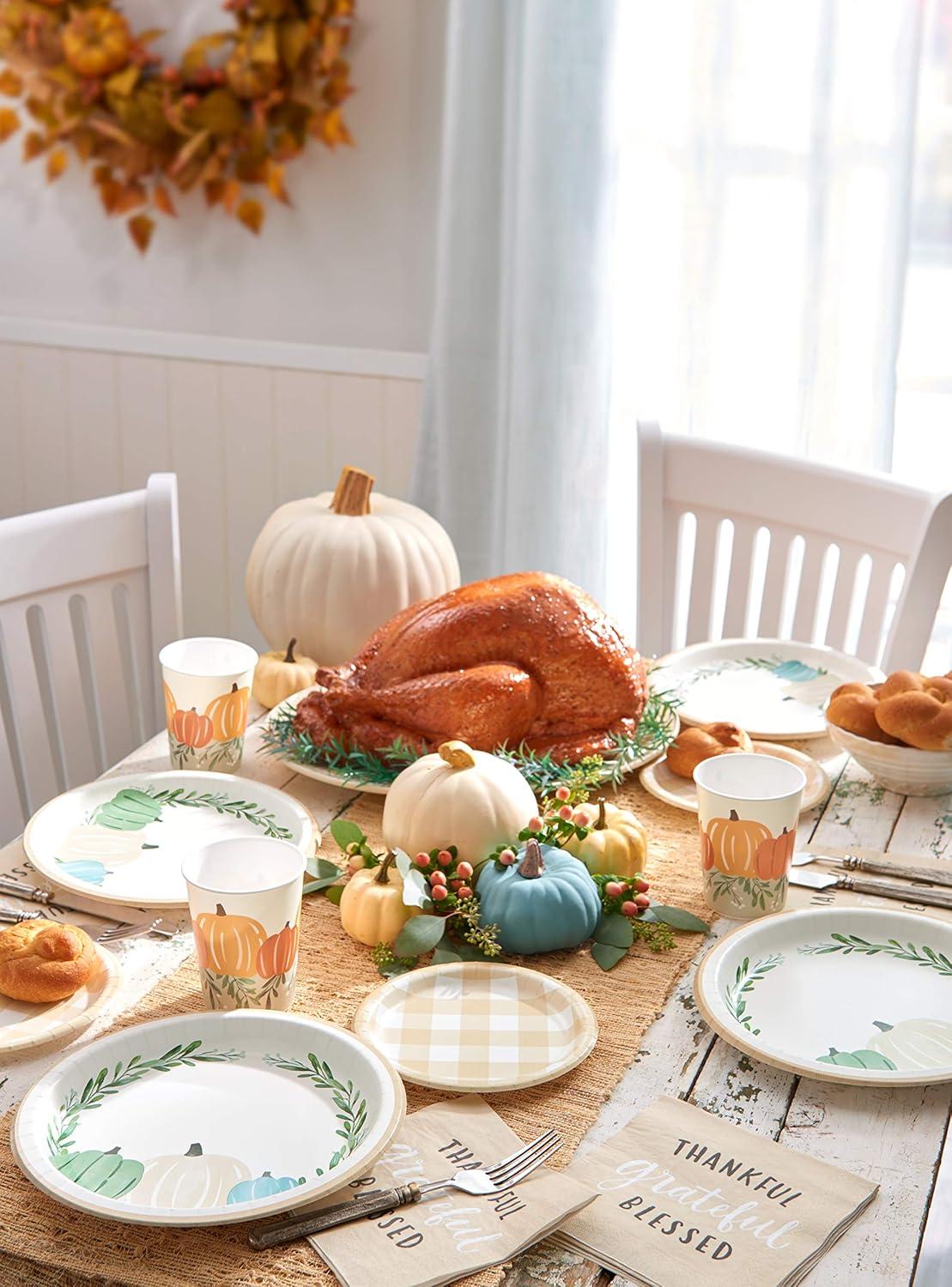 image:imageAmerican Greetings 36Count 7 in Paper Dessert Plates Plaid Thanksgiving Party Supplies