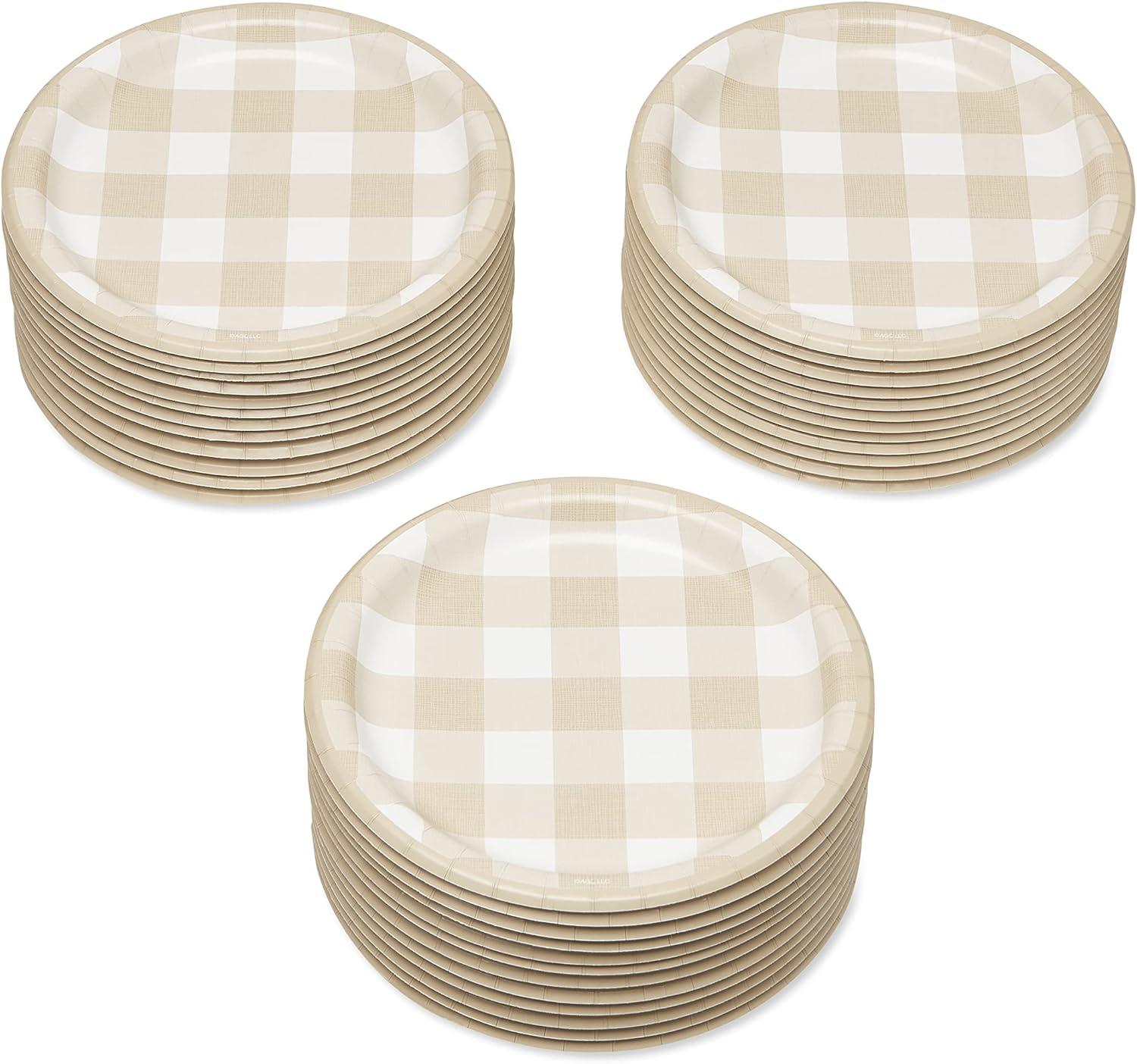 image:imageAmerican Greetings 36Count 7 in Paper Dessert Plates Plaid Thanksgiving Party Supplies