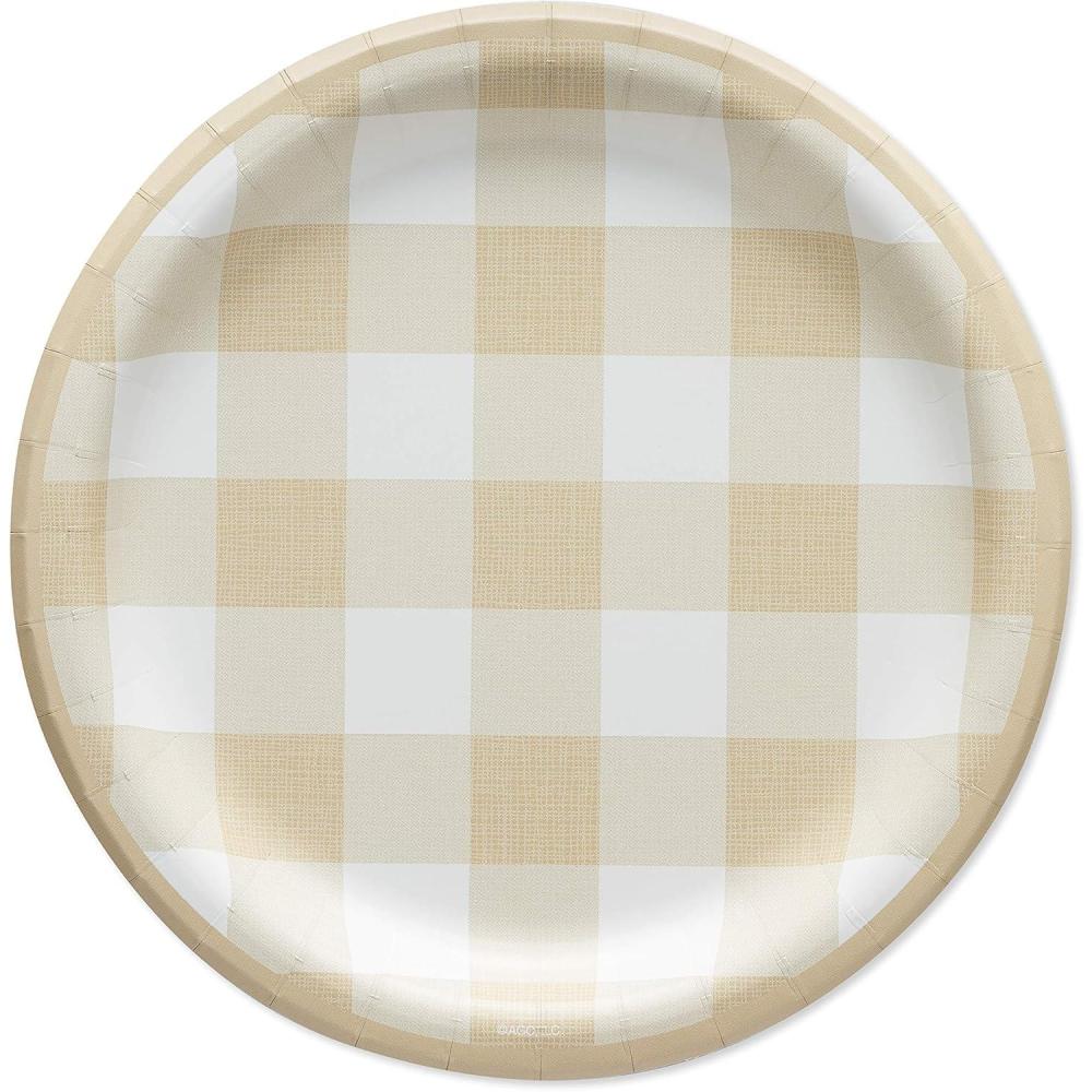 image:imageAmerican Greetings 36Count 7 in Paper Dessert Plates Plaid Thanksgiving Party Supplies