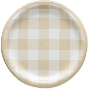 American Greetings 36-Count 7 in. Paper Dessert Plates, Plaid Thanksgiving Party Supplies