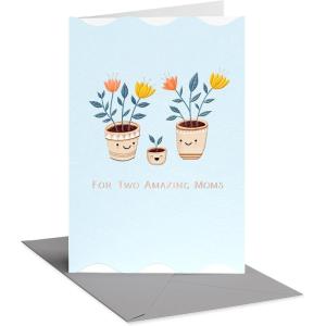 American Greetings Cute New Baby Congratulations Card for Two Moms (Lots of Snuggling)(2 Moms and Baby Plants)
