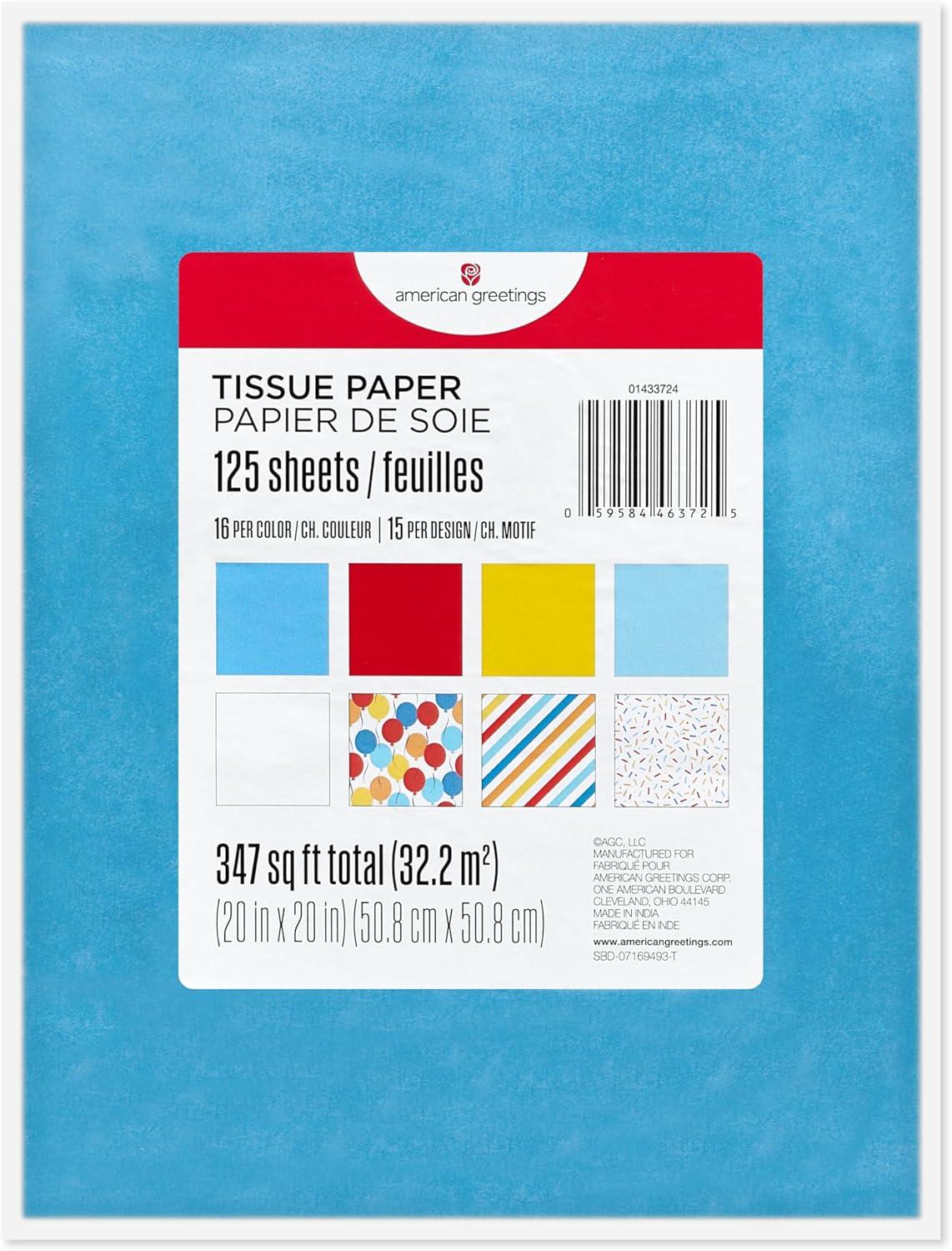 image:imageAmerican Greetings 125 Sheet 20 in x 20 in Bulk Multicolor and Floral Tissue Paper for Gift Bags Crafts Birthday Wedding Bridal Shower Baby Shower Floral amp StripesMulticolor and Patterned